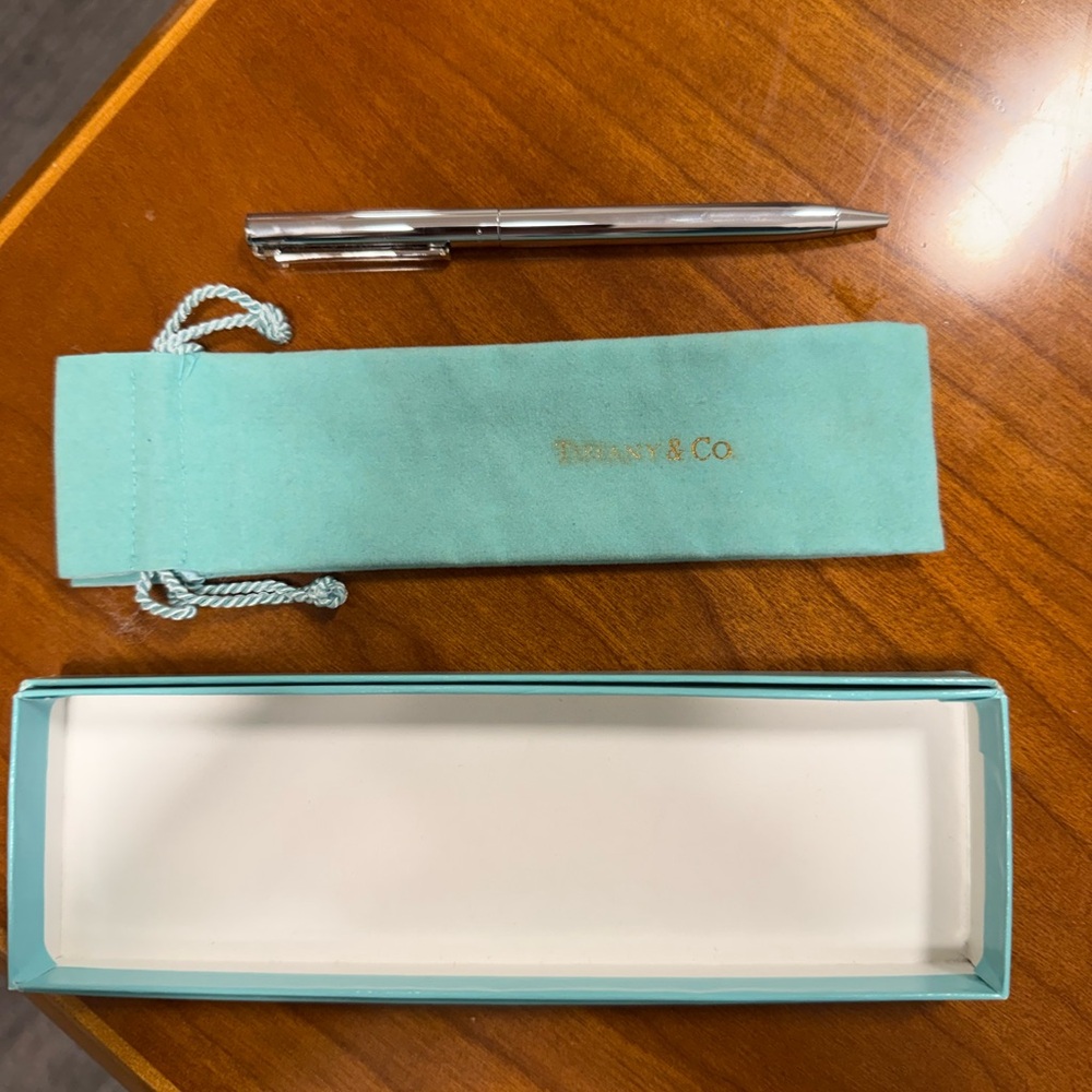Tiffany & Co. Silver Pen with Blue Pouch